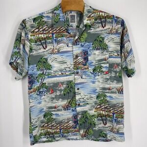 Genuine Ocean Current Mens XL‎  Blue Hawaiian Short Sleeve Button Up Shirt
